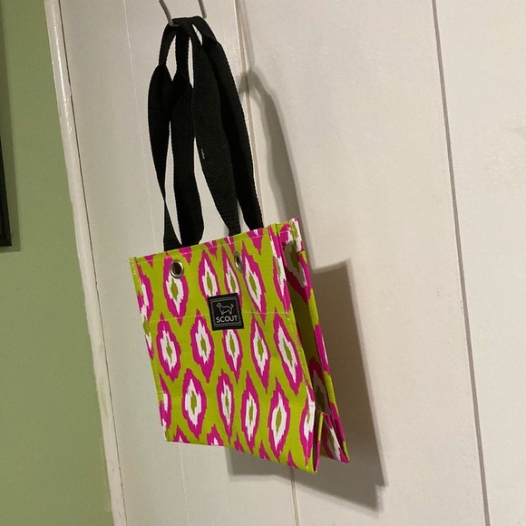 SCOUT Dachshund Small Tote Gift Bag Neon Green Pink 11.25 x 8.25 Inches - Picture 4 of 8